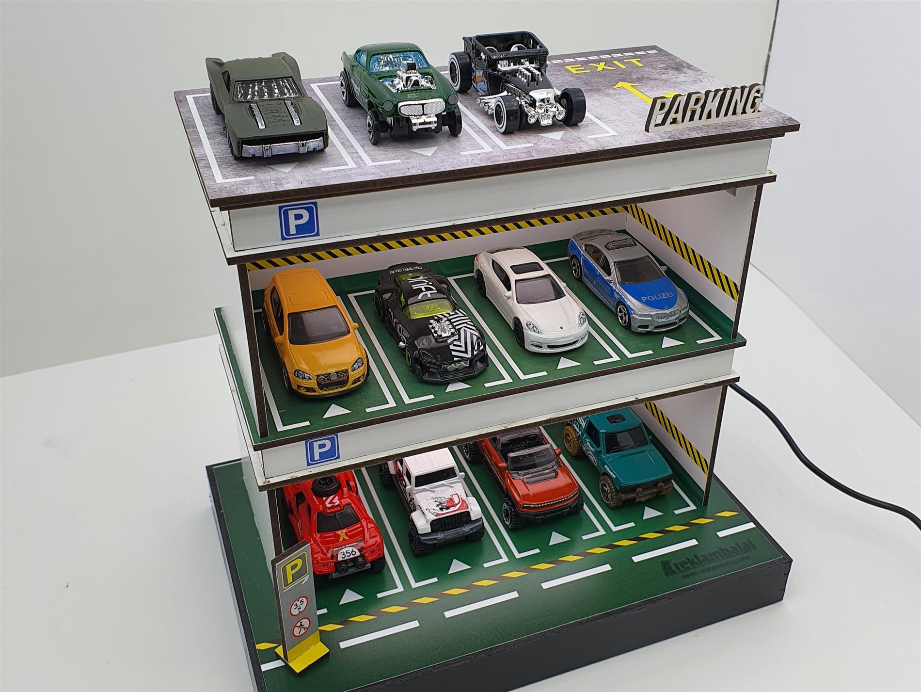 1:64 Ölçek Araçlar İçin Led Işıklı 2 Katlı Diorama (Hot Whee