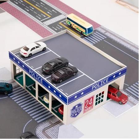 1/64 Ölçek Araçlar İçin Tek Katlı Polis İstasyonu Maket/Diorama (Demonte)