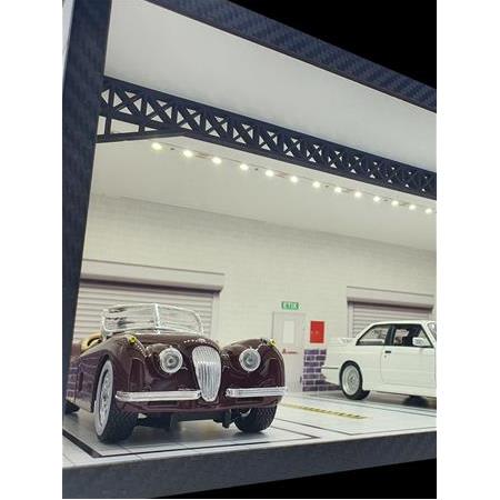 1:24 Ölçek Araçlar İçin %100 Ahşap Led Işıklı Akrilik Korumalı Araç Sergileme Standı / Diorama