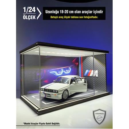 Bmw M Serisi V1 Diecast LED Işıklı Akrilik Korumalı Stand/diorama 1:24 ÖLÇEK