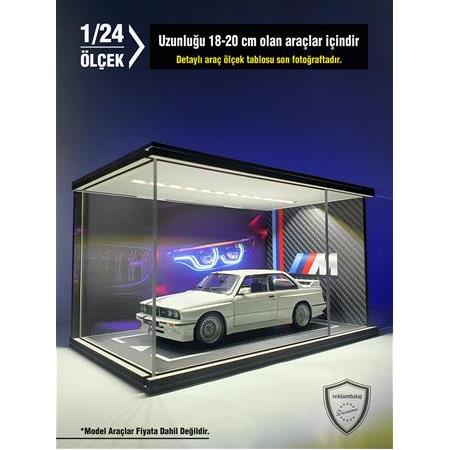 Bmw M Serisi V1 Diecast LED Işıklı Akrilik Korumalı Stand/diorama 1:24 ÖLÇEK