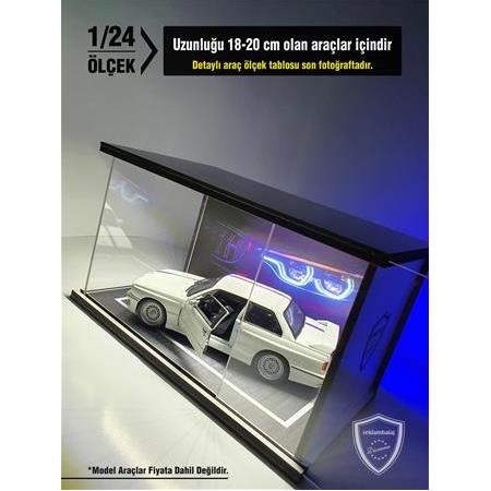 Bmw M Serisi V1 Diecast LED Işıklı Akrilik Korumalı Stand/diorama 1:24 ÖLÇEK