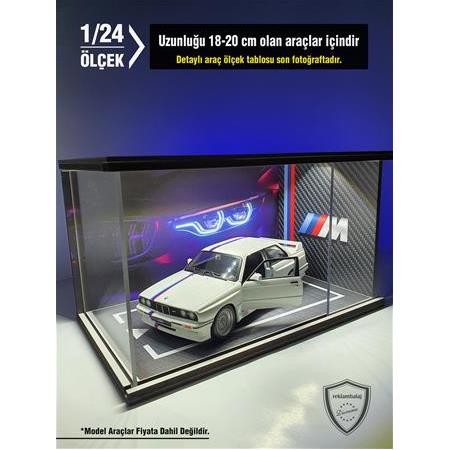 Bmw M Serisi V1 Diecast LED Işıklı Akrilik Korumalı Stand/diorama 1:24 ÖLÇEK