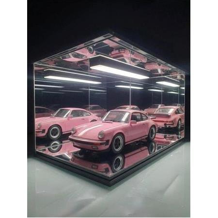 Diecast Led Işıklı Akrilik Korumalı Stand/Diorama 1:18 Ölçek (GÜMÜŞ AYNA KAPLAMA) (ÖZEL ÜRETİM)