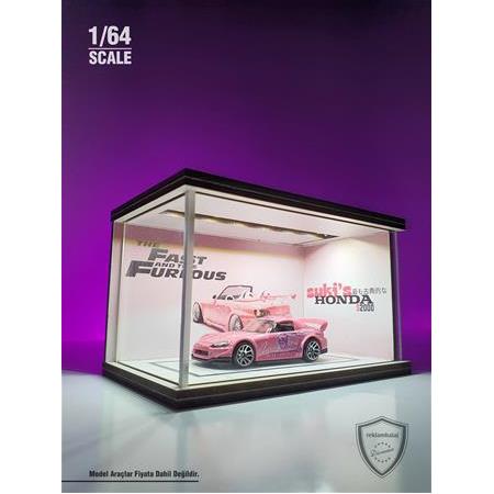 Fast and Furious V2 Diecast Led Işıklı Akrilik Korumalı Stand/Diorama 1:64 Ölçek